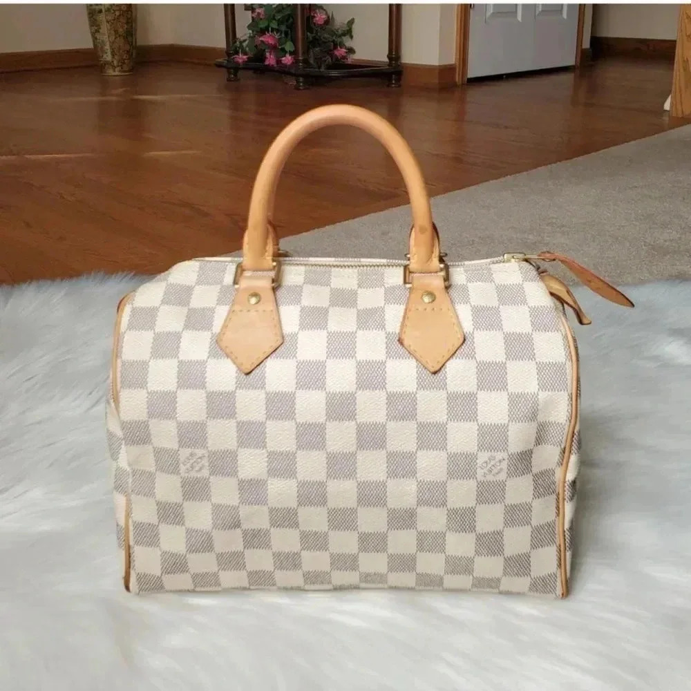 Louis Vuitton Speedy 25 Damier Azur Canvas Satchel